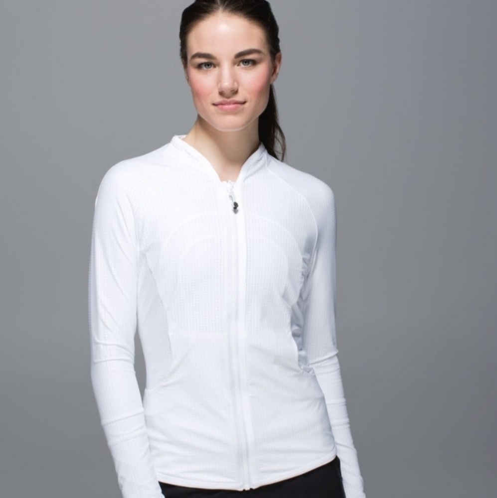 White Lululemon  Find your bliss white zip up jack